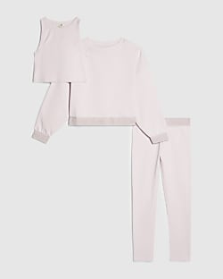 Girls Pink RI Scripty Sweatshirt 3 Piece Set