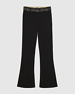 Girls Black RI Scripty Flared Leggings