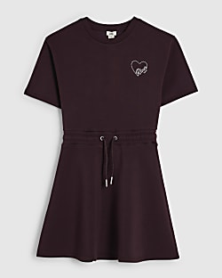 Girls Purple Premium Tie Waist Dress