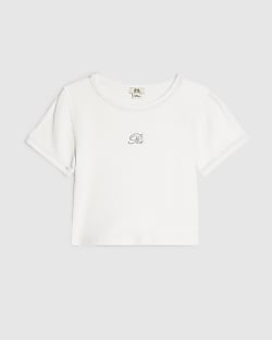 Girls White Lurex RI T-Shirt