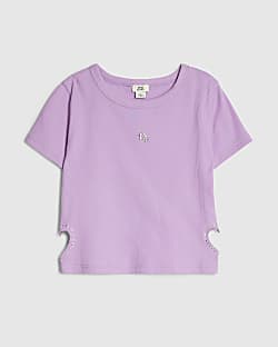 Girls Purple Heart Cut Out T-Shirt