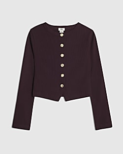 Girls Purple Long Sleeve Button Up Top