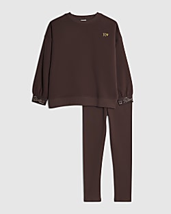Girls Pink RI Split Back Sweatshirt Set