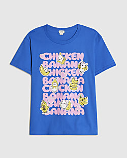 Girls Blue Chicken Banana T-Shirt
