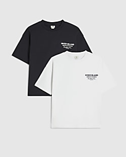 Boys Black RI Branded Pack Of 2 T-Shirts