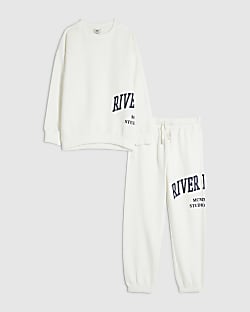 Boys Cream RI Sweatshirt And Joggers Set