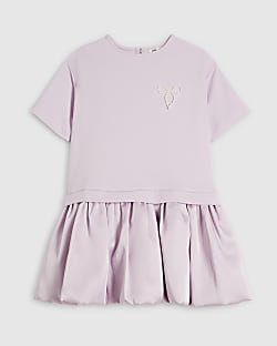 Girls Purple Bubble Hem Skirt Dress
