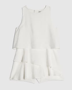Girls White Tiered Playsuit