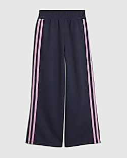Girls Navy Side Stripe Joggers