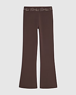 Girls Brown RI Flared Leggings