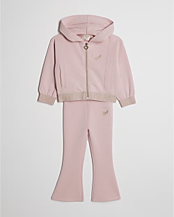 Mini Girls Pink Premium Zip Hoodie Set