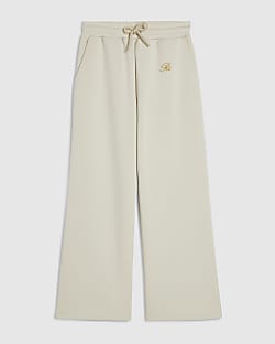 Girls Cream Premium Wide Leg Trousers