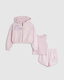 Girl Pink Rainbow Scripty RI Jacket Set