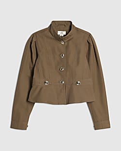 Girls Khaki Twill Buttoned Jacket