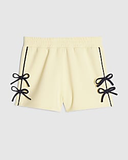 Girls Yellow Side Tape Bow Shorts
