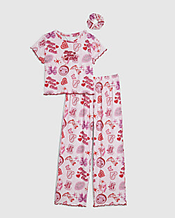 Girls Pink Glitter Graffiti Pyjamas Set