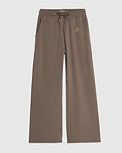 Girls Brown Soft Touch Wide Leg Trousers