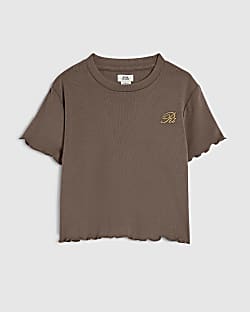 Girls Brown Soft Touch Baby T-Shirt
