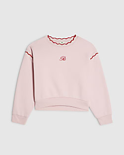 Girls Pink Scallop Edge RI Sweatshirt