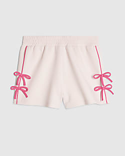 Girls Pink Side Tape Bow Shorts