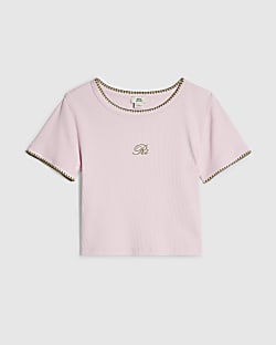 Girls Pink Whipstitch T-Shirt