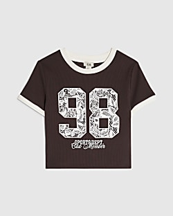 Girls Brown Lace 98 Number T-Shirt