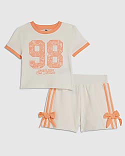 Girls Pink 98 Lace Number T-Shirt & Short Set