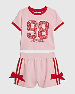 Girls Pink 98 Lace Number T-Shirt Set