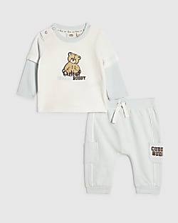 Baby Boys Cream Cuddle Buddy Bear T-Shirt Set
