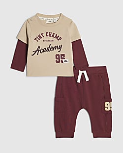 Baby Boys Brown Tiny Champ 95 T-Shirt Set