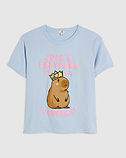 Girls Blue Capybara Queen T-Shirt