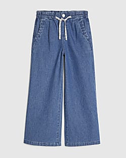 Girls Blue Wide Leg Jeans
