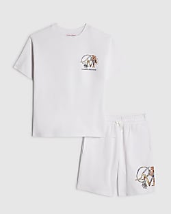 Boys White T-Shirt And Shorts Set