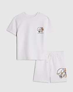 Mini Boys White T-Shirt And Shorts Set