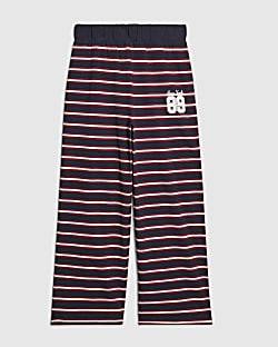 Girls Navy Stripe 89 Wide Leg Joggers