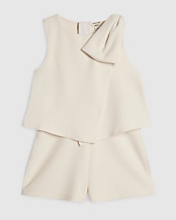 Mini Girls Cream Bow Playsuit