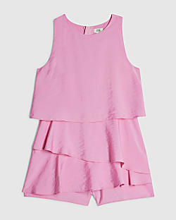 Girls Pink Tiered Playsuit