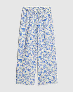 Girls Blue Toile Print Trousers