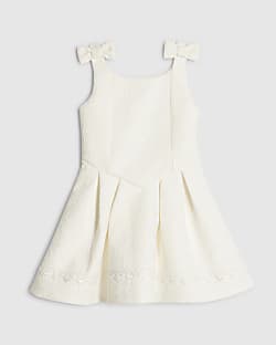 Mini Girls White Lace Bow Dress