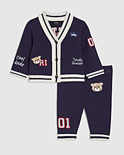 Baby Boys Navy Little Champ Cardigan Set