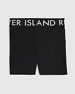 Girls Black RI Waistband Cycle Shorts