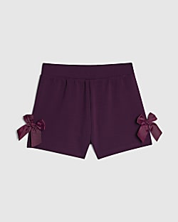 Girls Purple Premium Bow Shorts