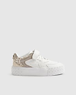 Girls White Monogram Leopard Trainers
