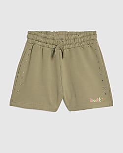 Girls Khaki Brooklyn Stud Shorts
