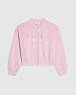 Girls Pink Brooklyn Zip Through Sweatshirt