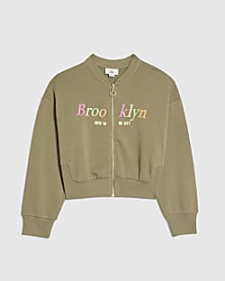 Girls Khaki Brooklyn Zip Through Sweatshirt