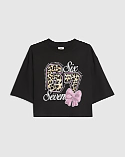 Girls Black Six Seven 67 Crop Top