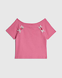 Girls Pink Bow Top