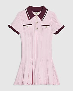 Mini Girls Pink Knitted Flippy Dress