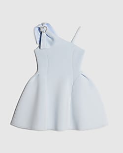 Girls Blue One Shoulder Premium Dress